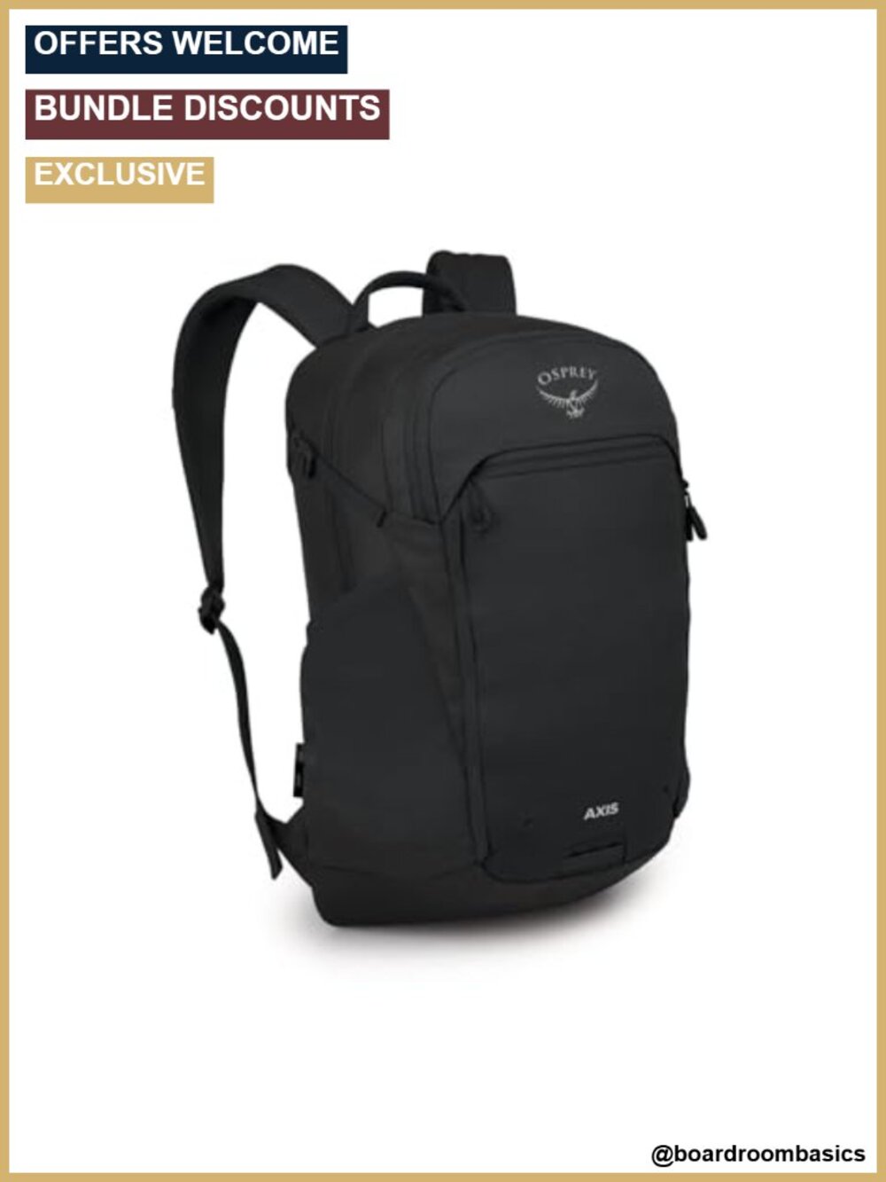 Osprey Axis Laptop Backpack 16" Sleeve Water Bottle Pockets Recycled Polyester